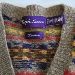 Ralph Lauren Handknit Striped Wool Vest
